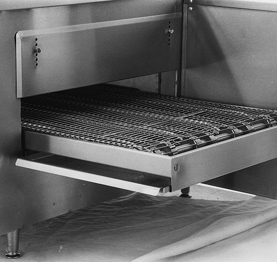 A baffle (Fig. 2) is located on each end of the oven. It can be adjusted higher or lower to accommodate the height of the product being cooked. To raise or lower baffles: 1.