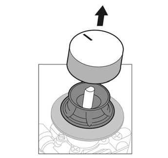 Remove the control knobs from the taps. Fig. 9. It has a flexible rubber valve reinforcing ring. Simply press on this seal with the tip of a screwdriver to allow access to the tap adjusting screw.
