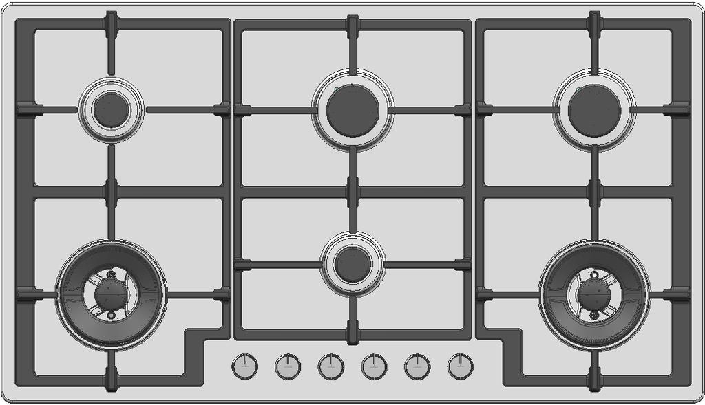 Operating instructions Burner locations 1 Pan supports 2 Control knobs 3