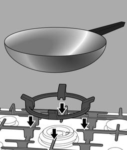 Accessories Additional wok pan support Wok pan Additional coffee maker support Depending on the model, the hob may include the following accessories.