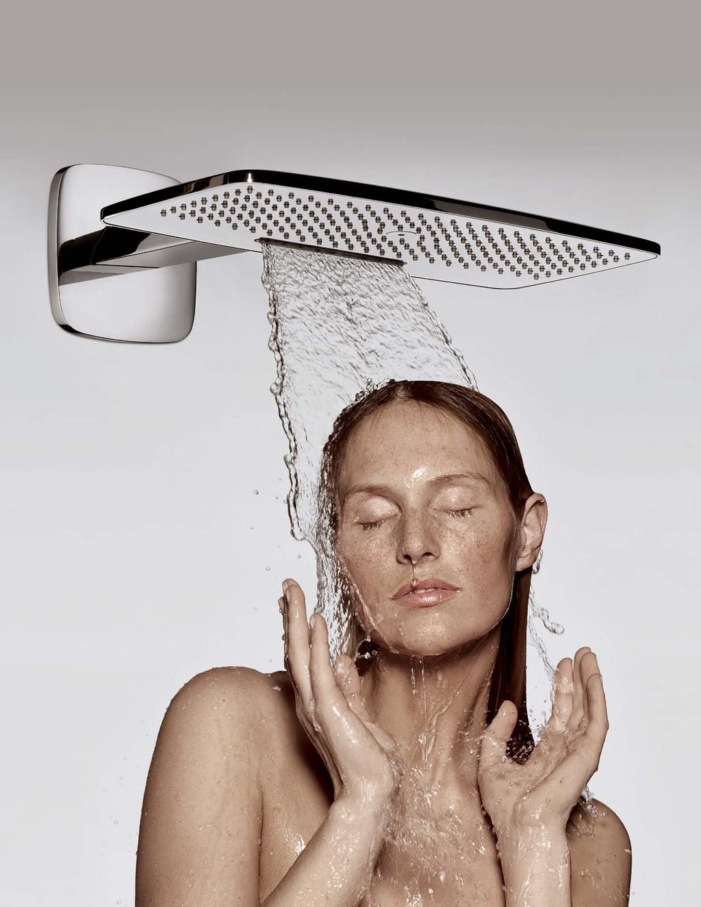 Raindance E 420 AIR 2-Jet Showerhead. The rectangular shape of the Raindance E 420 AIR was designed with the contour of the human body in mind particularly the width of the shoulders.