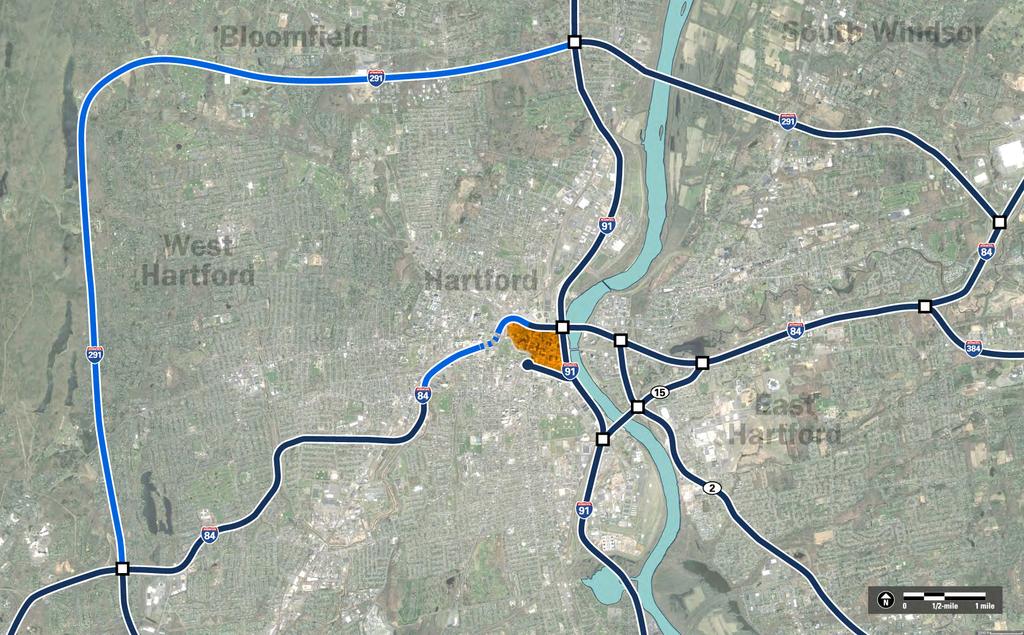 Previous Concept: I-291 Bypass (not implemented) Potential