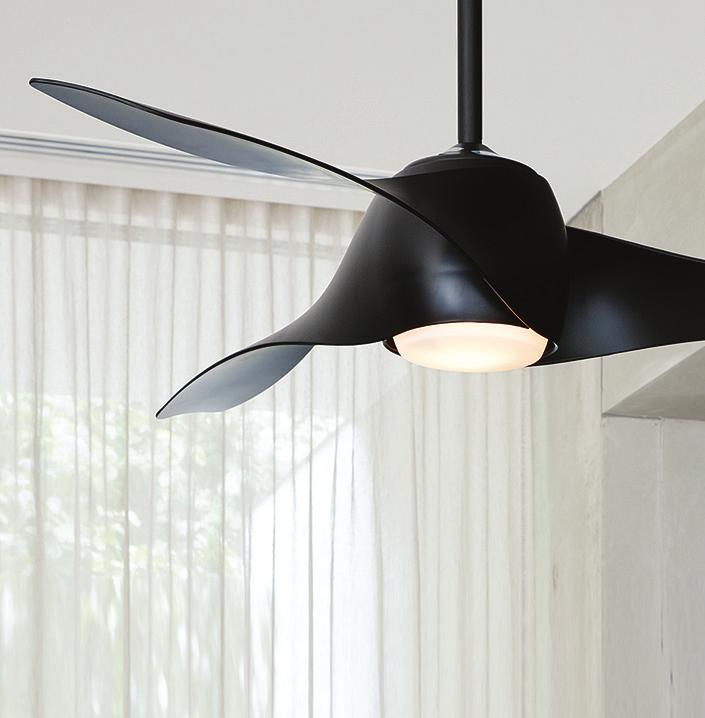 rtemis 147cm 3 blade fan with light in matte black.