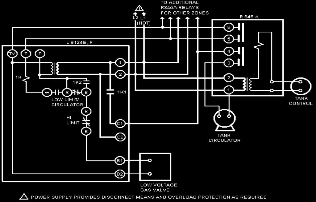 V WIRING (cont d) ZONING WITH CIRCULATORS USING R8182D AND R845A