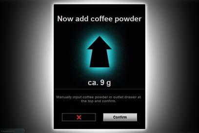 For dispensing, select a preset product with manual coffee addition and follow the steps given below: 8 Settings The machine is preset so that it can be used straight away for normal user operation.