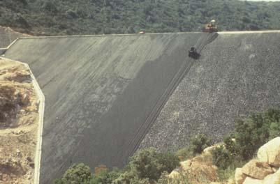 The geomembrane was uplifted by the wind with no damage but the
