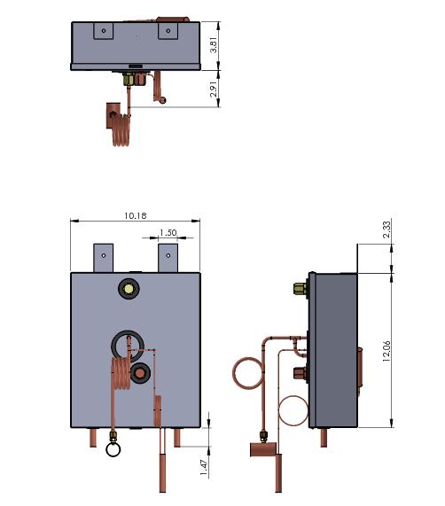 For mounting purposes, the physical dimensions for the TXV Control Box are shown in figure 8e.