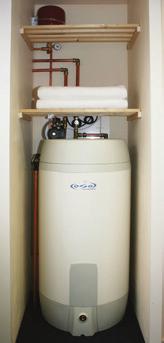 The system is clutter-free of pipes and cables at the front of the cylinder and allows better use of storage space by the home-owner.