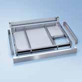 Components/Accessories SBW Base with cutouts Base with with integrated stainless-steel floor tray For installation with dump valve (PG8528) 2 cross-brackets for moving machine Utilities such as