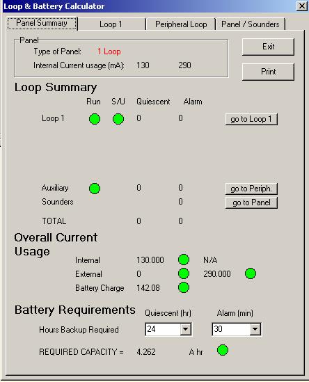 Loop and Battery Calculator: Automatically takes the information from all the