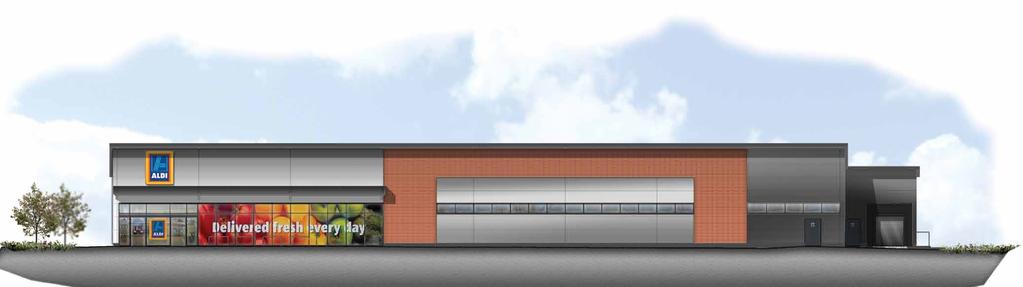 The proposal Proposed elevations The Aldi food store Aldi proposes to redevelop the site of Peggs DIY on Leeming Lane South with a new food store to serve the local community.