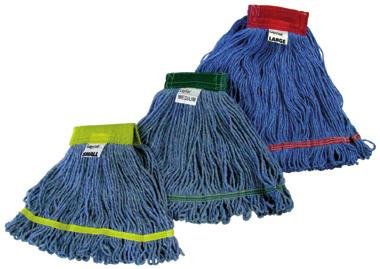 Mopping Equipment Screw-Type Wet, continued Valumax White Blend Valumax Screw-Type Cut-End Blend Wet Mop Head approximately 20% less expensive than Grade 1 mops good absorbency with slightly more