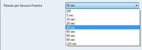 Window sensor (A/B) Sensor parameters Window sensor delay 0 = Off Sets the time delay that 8 = 120 sec.