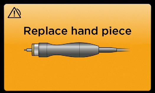 The hand piece has failed to perform the internal diagnostic routines and the generator will not be able to operate the hand piece reliably.