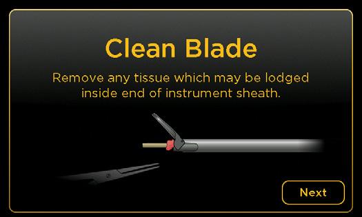 Relax Pressure on Blade. (Note: Press Settings for Settings Menu.) Clean Blade.