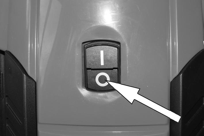 SHUTTING DOWN When you have finished using the pressure washer, follow the procedure shown below to switch off and disconnect the unit. 1. Press the section of the On/Off switch marked "O". 2.