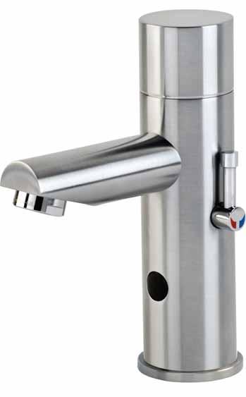 Counter Mounted Taps DB150 / DB175 Dolphin Blue Infrared Tap with temperature adjustment lever 9v Battery Version Satin plated brass Transformer Version Satin plated brass DB150C DB150S DB175C DB175S