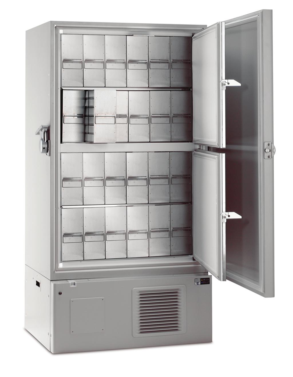 Solutions Integrated to Ultra-Low Temperature Freezers 1. SANYO patented V.I.P. Vacuum Insulation Panel cabinet construction offers superior insulation with maximum use of interior space. 2.