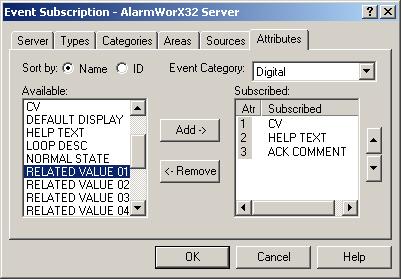 Event Subscription Attributes Tab Related Values are process variables that provide supplemental information during an alarm