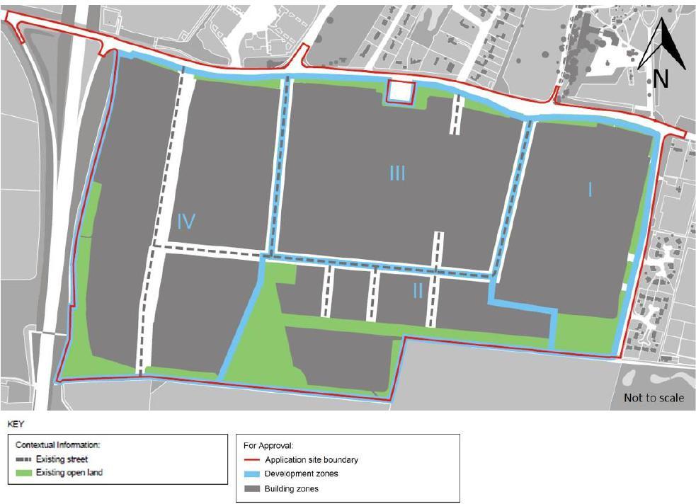 Figure 32 Maximum proposed building heights 3310 The flexible zones shown in Figure 34 show where on the Site the proposed routes could go They provide flexibility in detailed design for landscape