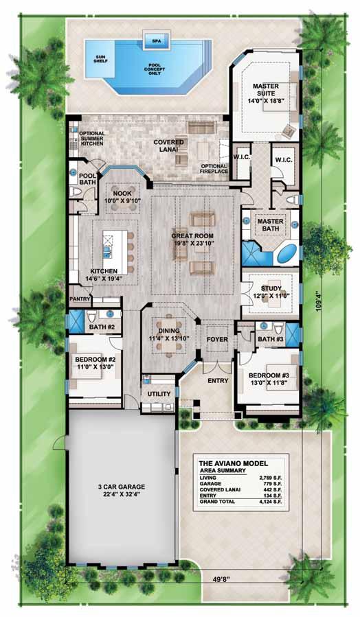 Aviano 3 Bedrooms, 3.5 Baths, 3 Car Garage Living Entry Covered Lanai Garage Total Square Feet 2,769 sq.ft.