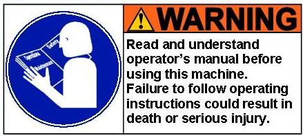 GENERAL SAFETY RULES WARNING! Read and understand all instructions. Failure to follow all instructions listed below may result in electric shock, fire and/or serious personal injury.