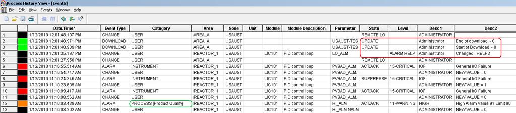 Auditing Alarm Help The alarm help fields are contained within the native DeltaV system configuration database, subject to Configuration Version Control for systems that have it.