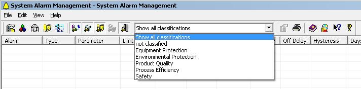 Functional Classification Each alarm can be optionally assigned a functional classification.