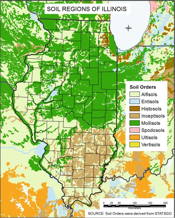 22 R.C. Graham and S.J. Indorante Fig. 2.14 A General Soil Map of Soil Regions of Illinois. The soil order is the taxonomic level of labels (Table 2.