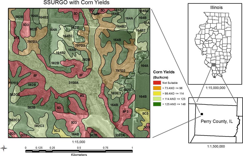 2 Concepts of Soil Formation and Soil Survey 25 Fig. 2.17 Expected corn yields (Zea mays L.