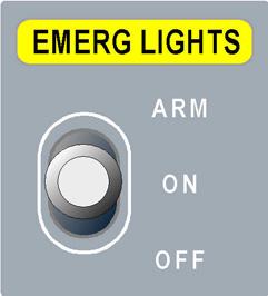 OFF / ON / ARM - ARM position (normal in-flight position), the emergency power