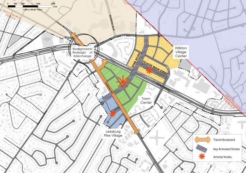 Areas are the Town Center, the Willston Village Center and the Leesburg Pike Village as depicted in Figure 28 and described in greater detail next.