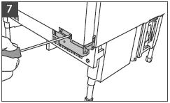 7) Turn the hinge over and place it on the diagonally opposite corner of the cabinet.