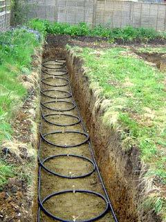 The brine is circulated through a system of pipes buried under the ground at around 1m depth.
