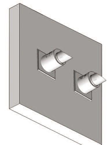 No closer than 12 [30.5 cm] below or horizontally from any door or window or gravity air inlet. Must be at least 4 feet [1.