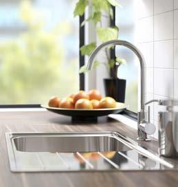23 BLACK QUARTZ COMPOSITE The distinct design of a black quartz composite sink can give your kitchen a whole new look.