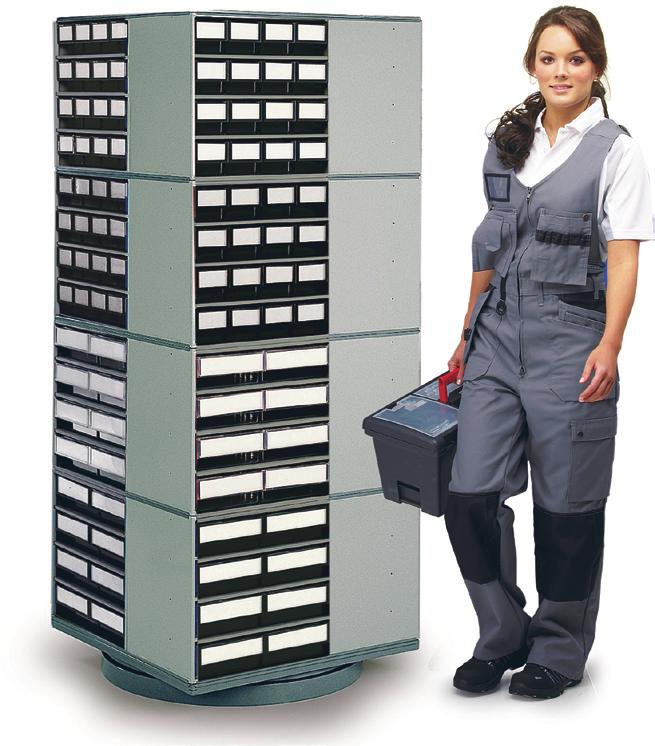 Mobile storage option with casters if required. A compact storage system - one cabinet offers storage for up to 336 different items on a floor area of only 2.69 sq. ft.