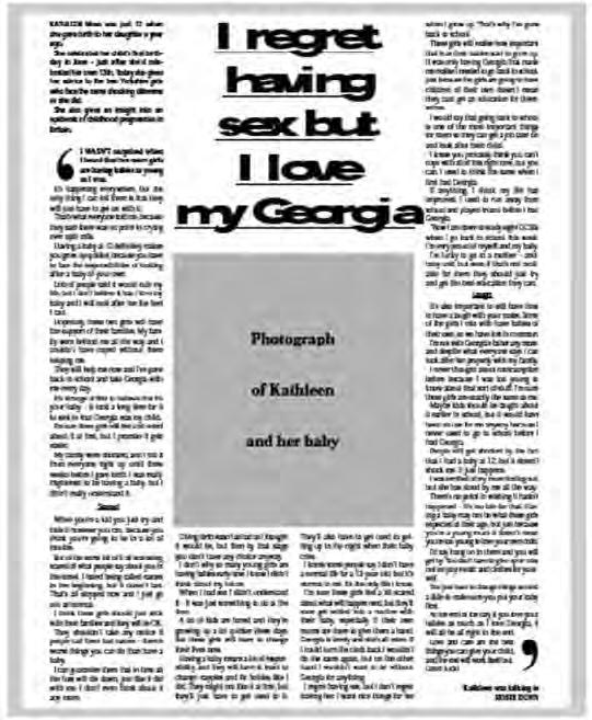 3.3. Laikraščio straipsnio naudojimas Aš gailiuosi dėl sekso, bet aš myliu savo Džordžiją iš 1999 rugsėjo 2 d. The Mirror.