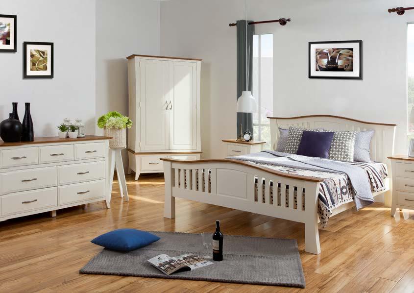 SAMARA Samara Collection instantly recognised by the gently arched headboard the Samara bedroom range beautifully contrasts the rich oak tops with the warm cream finish.