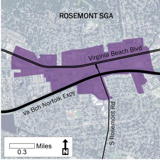 66 Urban Development Areas Virginia Beach UDA Needs Profile: Rosemont SGA The Rosemont SGA is located in the center of the city east of the Pembroke SGA and along the I- 264/Virginia Beach Boulevard