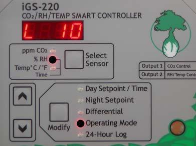You DO NOT want to use the igs-220 Alarms First, DISABLE the Relative Humidity Alarm Limits : 1. Press the SELECT SENSOR key until [% RH] light turns on. 2.