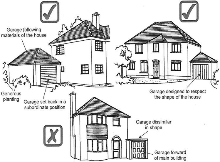 Note 1: General Design Principles for Extensions Garages and outbuildings Buildings within the residential curtilage, such as, garages, shed and greenhouses can often require as much care in sitting