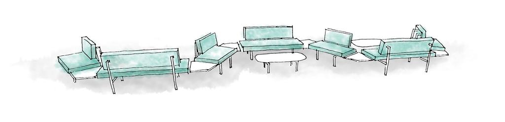 Simple lines feature flip-flopping seating for a touch of autonomy.