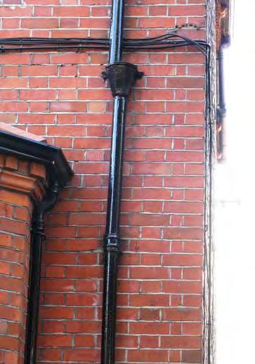 Cast iron gutters, down pipes and hopper heads etc should be retained wherever possible.