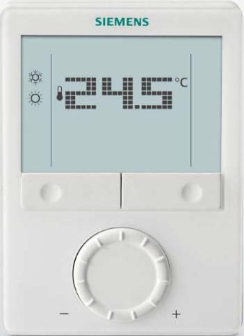 Mechanical design The room thermostat consists of two parts: Plastic housing which accommodates the electronics, the operating elements and the room temperature sensor Mounting plate with the screw
