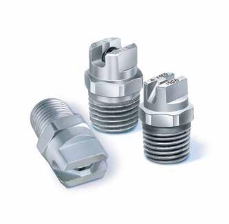 0 to 290 l/min) Maximum operating pressure * : 3000 psi (200 bar) Standard spray angles * : 0 to 65 Inlet connections: 1/8", 1/4" NPT or BSPT (M or F) Materials: Specially-hardened stainless steel