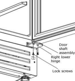 o Open the glass door and remove the two screws, under the right bottom corner of the glass door, that are