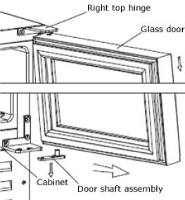 o Be careful to support the glass door with both hands to prevent it dropping after removing the screws.