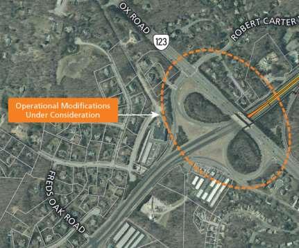Route 123 (Ox Road) Interchange Operational modifications to Fairfax County Parkway at Ox Road interchange are being coordinated with