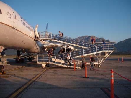 AIRCRAFT LOADING WALKWAYS PAGE 21 uncommon for them to use stairs [Anglin, 2013]. However, they can also be used for larger aircraft as well (Figure 17 is a B757).